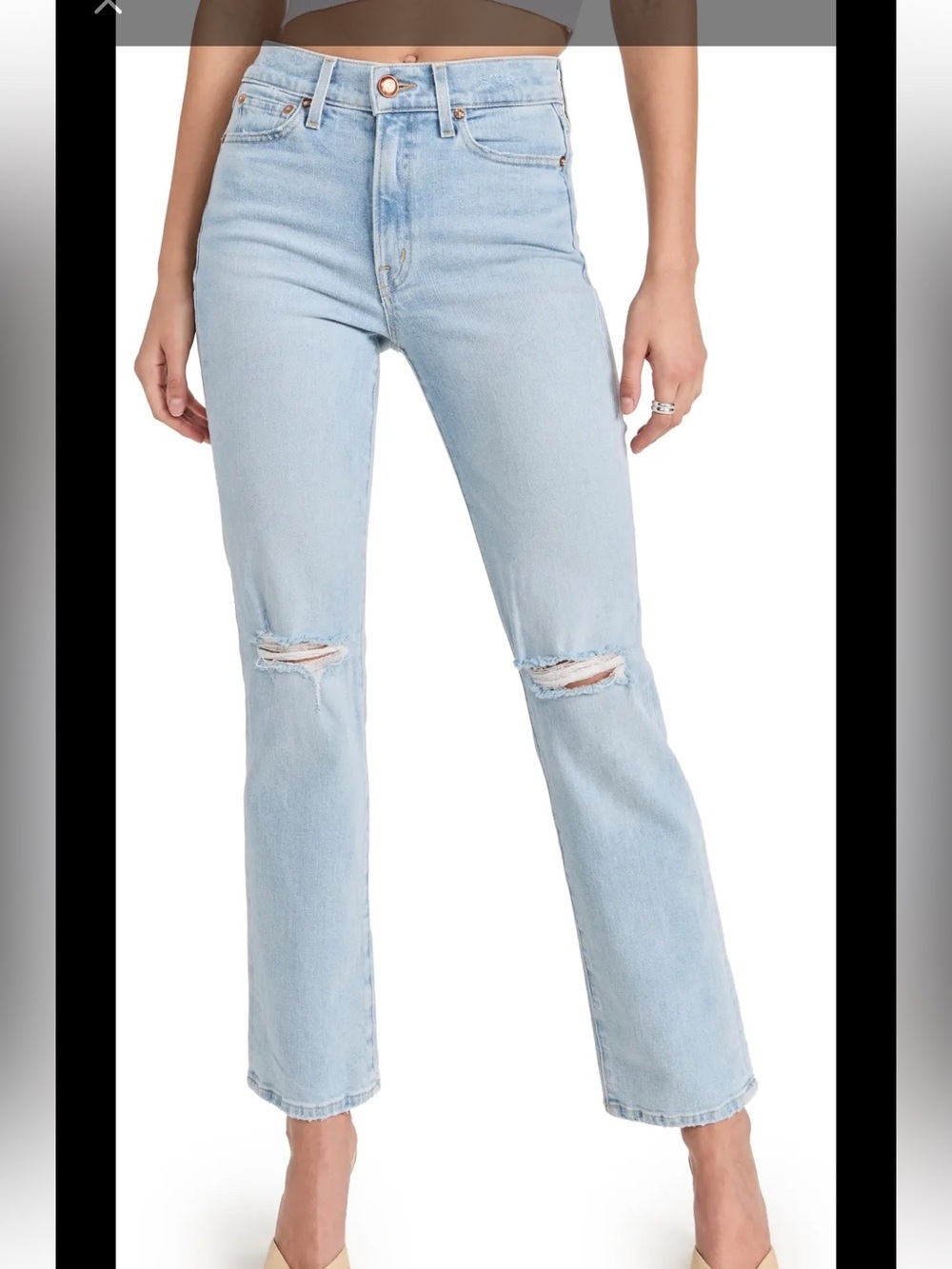 AYR The Sugar Jeans Light Wash Distressed Stretched Denim Size 27S
